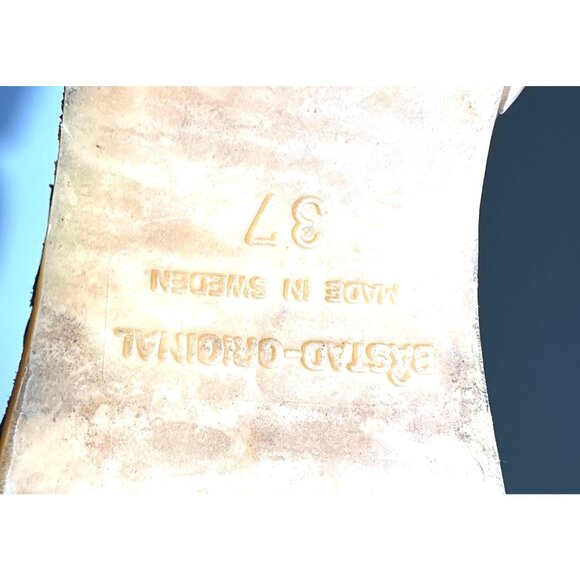 Handmade Swedish Black Leather Clogs With Hand-Painted Flowers Wood Sole Size 37 - Picture 16 of 16